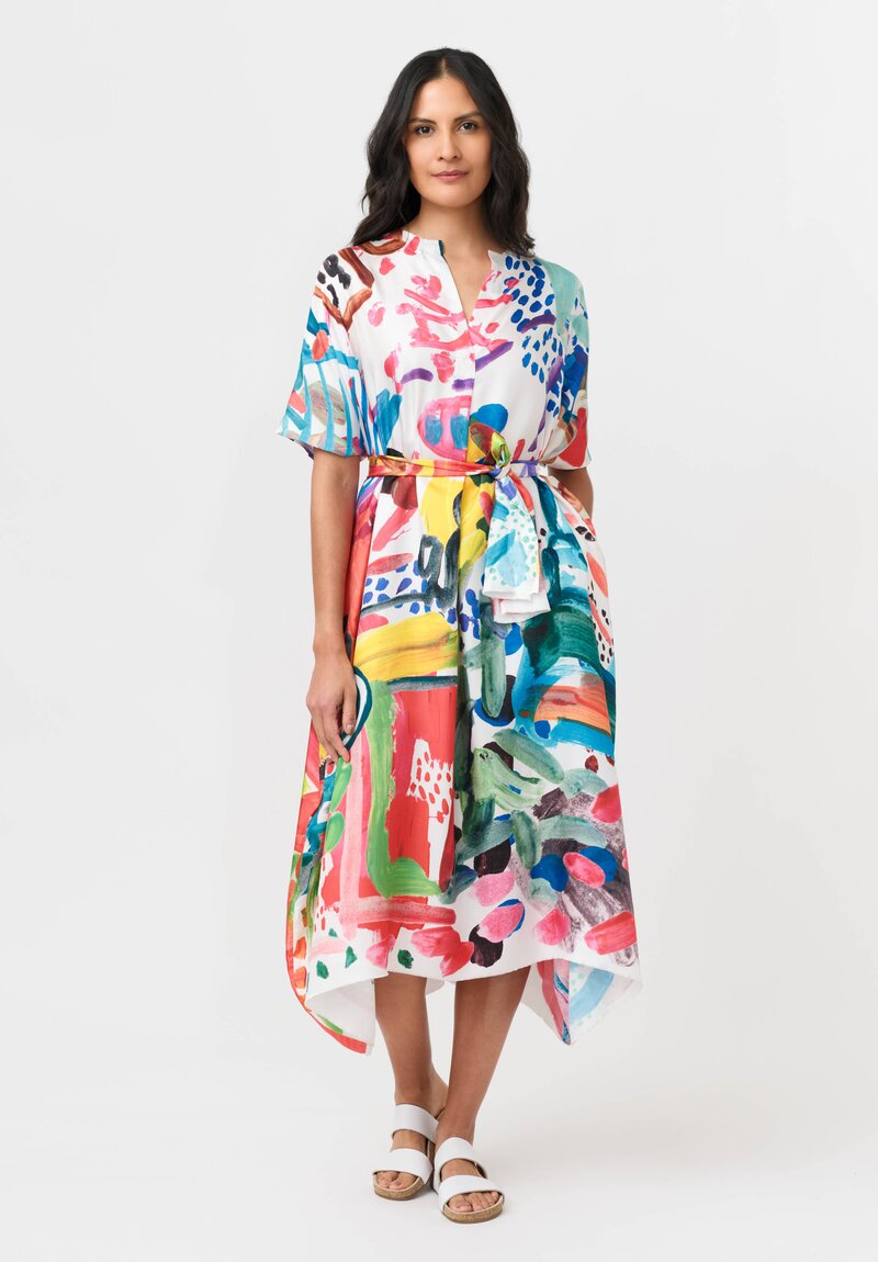 Daniela Gregis Silk Manichina Dress in Peperoncino Drawing