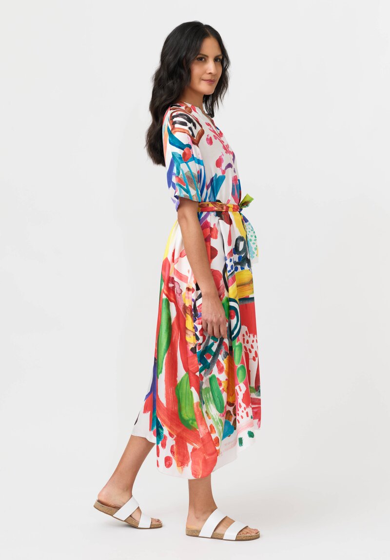 Daniela Gregis Silk Manichina Dress in Peperoncino Drawing