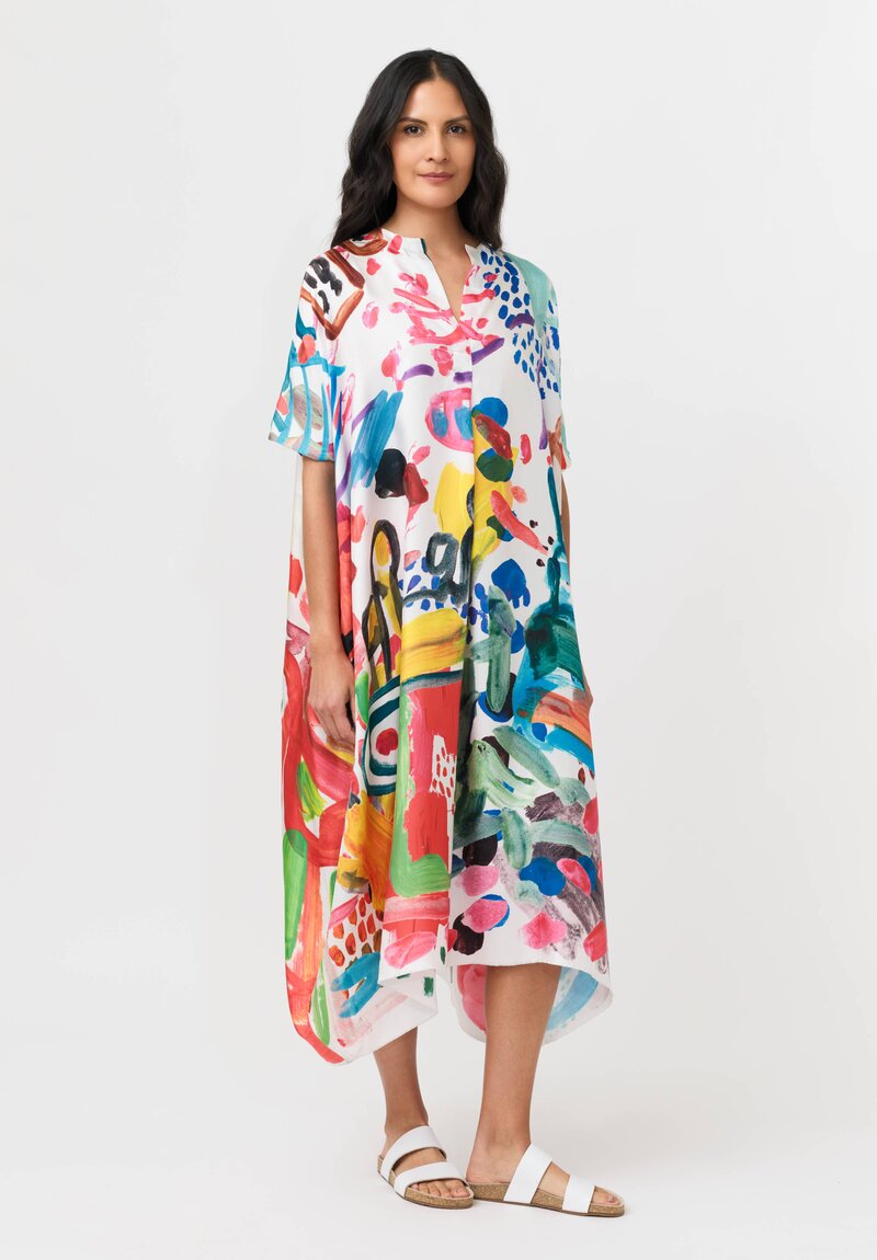 Daniela Gregis Silk Manichina Dress in Peperoncino Drawing