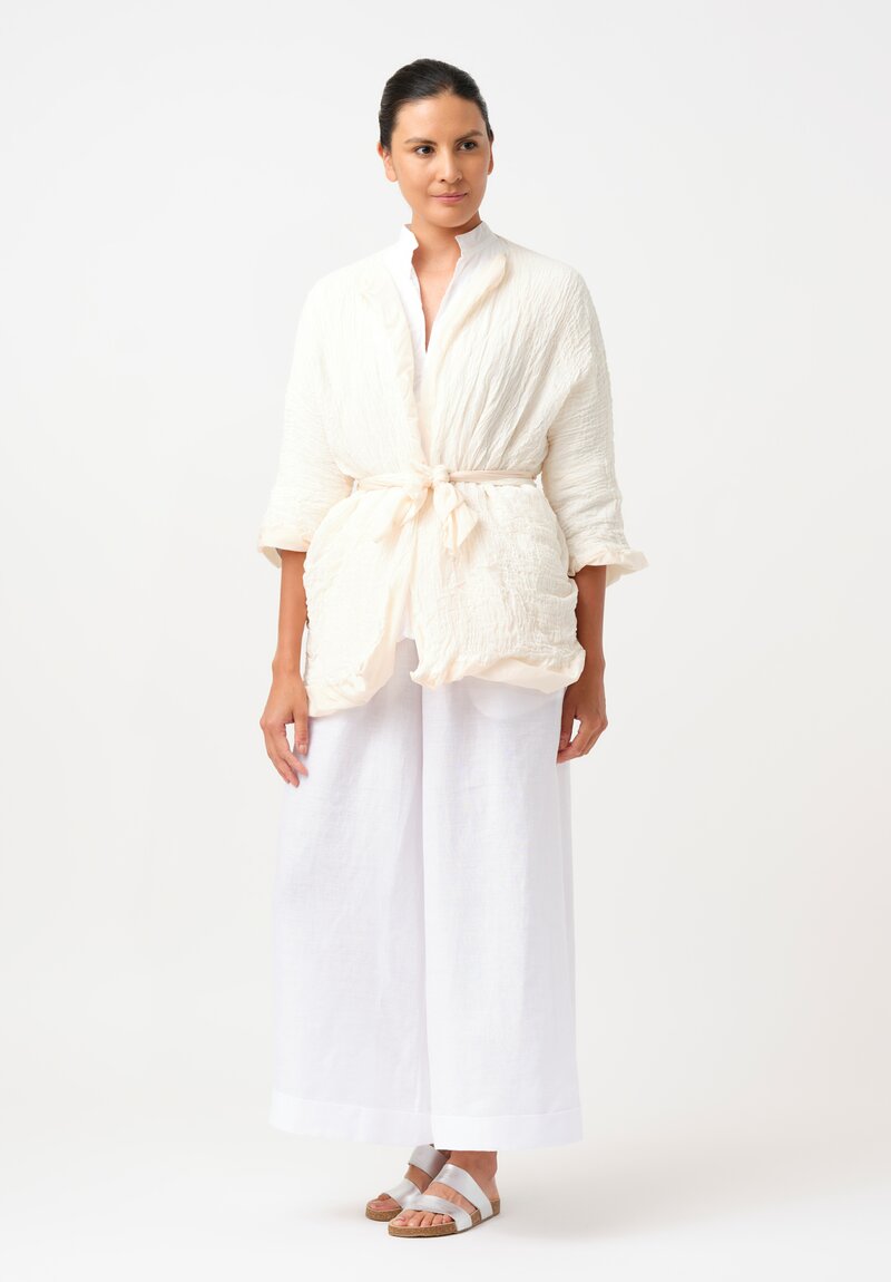 Daniela Gregis Reversible Washed Linen Spezia T-Jacket in Cream & White