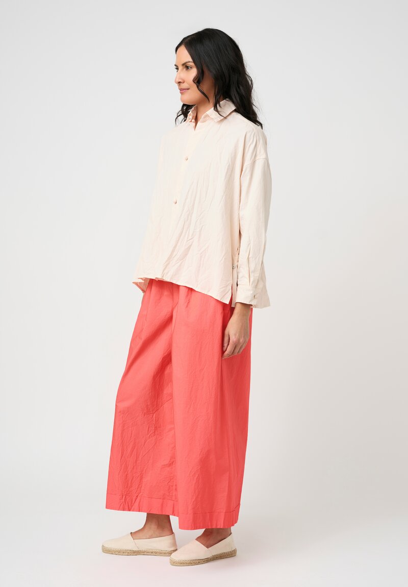 Daniela Gregis Washed Cotton Cropped Uomo Larga Shirt in Pale Pink