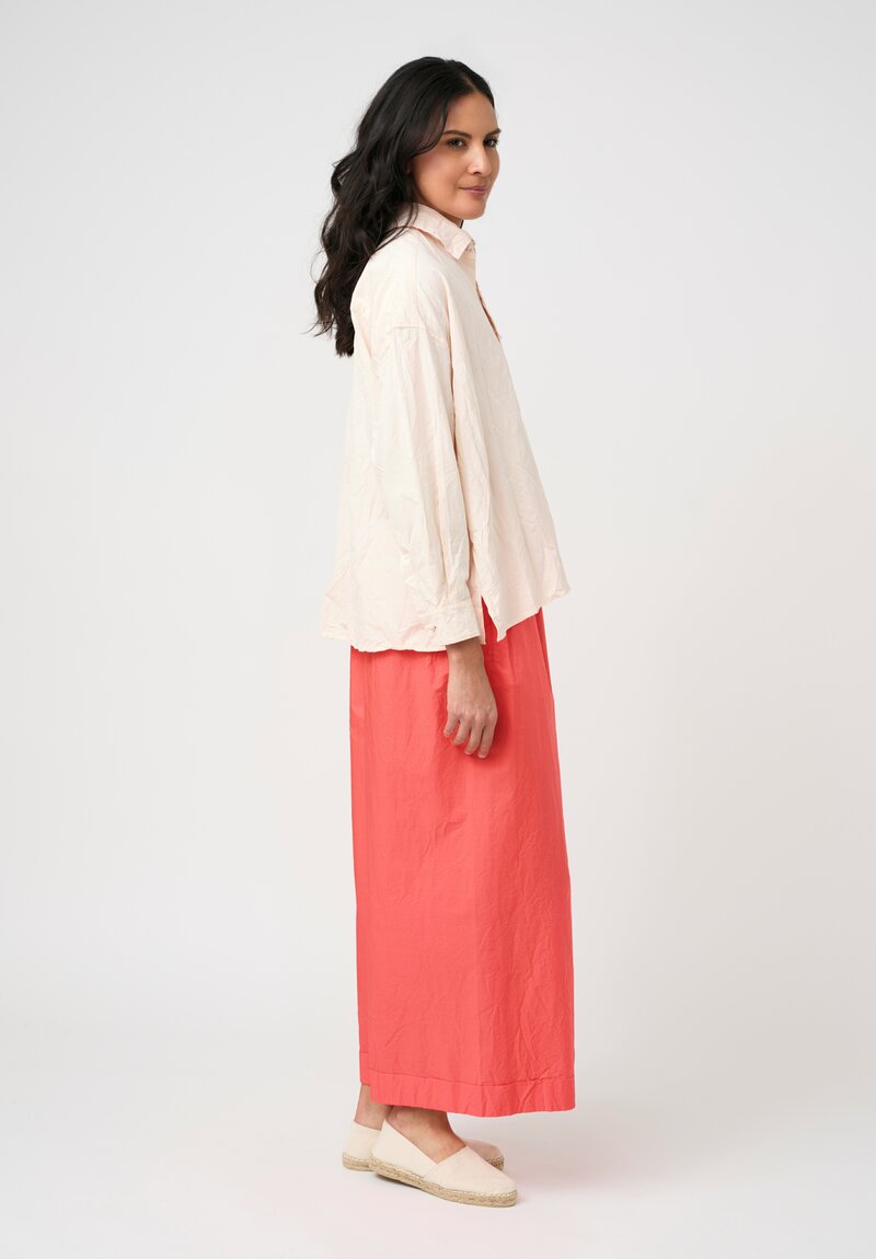 Daniela Gregis Washed Cotton Cropped Uomo Larga Shirt in Pale Pink