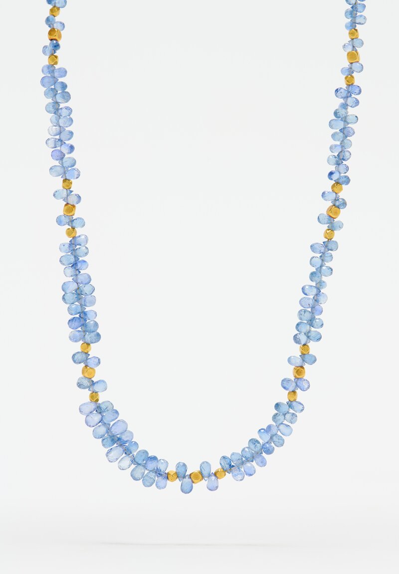 Greig Porter 18K Faceted Rounds and Aquamarine Droplet Necklace 19"