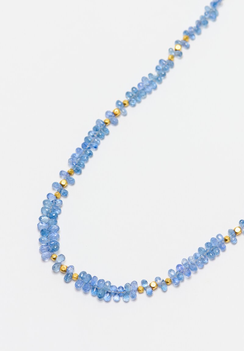 Greig Porter 18K Faceted Rounds and Aquamarine Droplet Necklace 19"