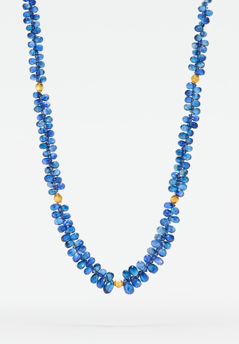 Greig Porter 18K Faceted Squares and Sapphire Droplet Necklace