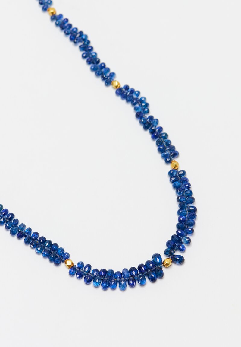 Greig Porter 18K Faceted Squares and Sapphire Droplet Necklace