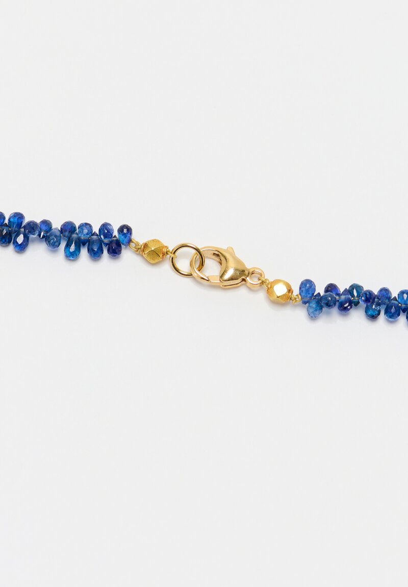 Greig Porter 18K Faceted Squares and Sapphire Droplet Necklace
