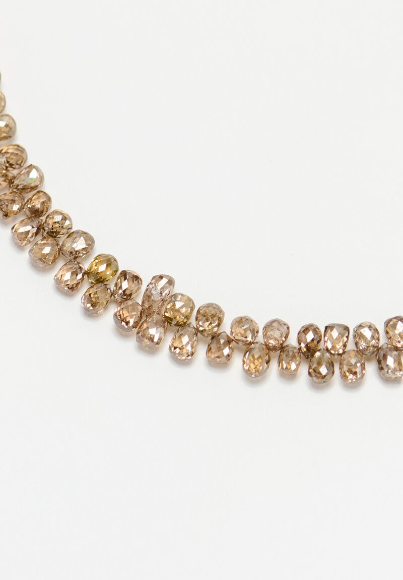 Greig Porter 18K Rounds, Cylinders & Champagne Diamond Droplet Necklace 19"
