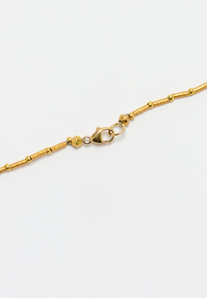 Greig Porter 18K Rounds, Cylinders & Champagne Diamond Droplet Necklace 19"