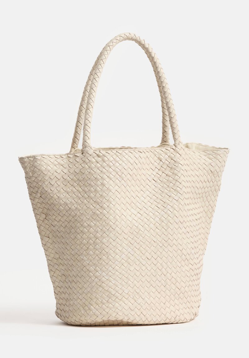 Officine Creative Woven Leather Large Class Tote in Vapore White