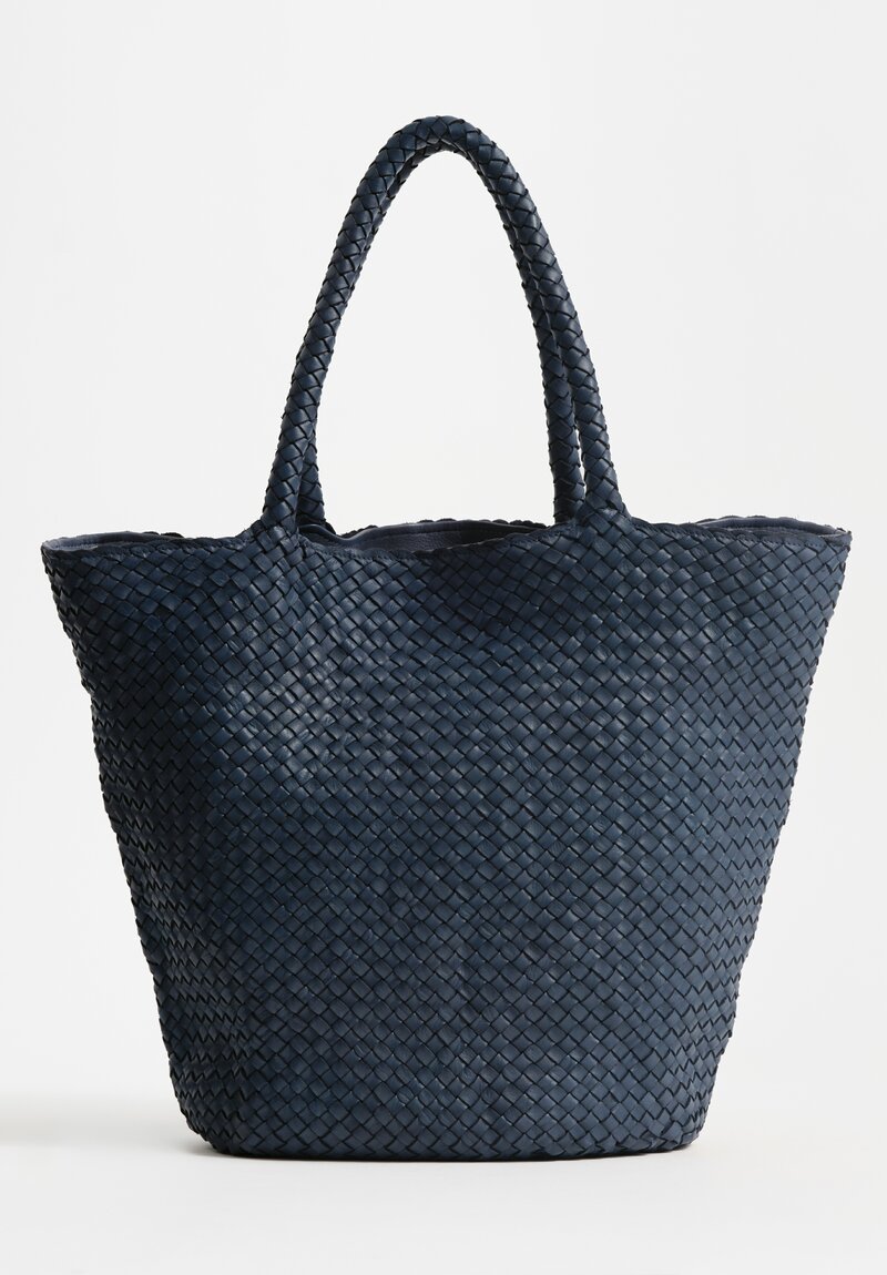 Officine Creative Woven Leather Large Class Tote in Indaco Blue