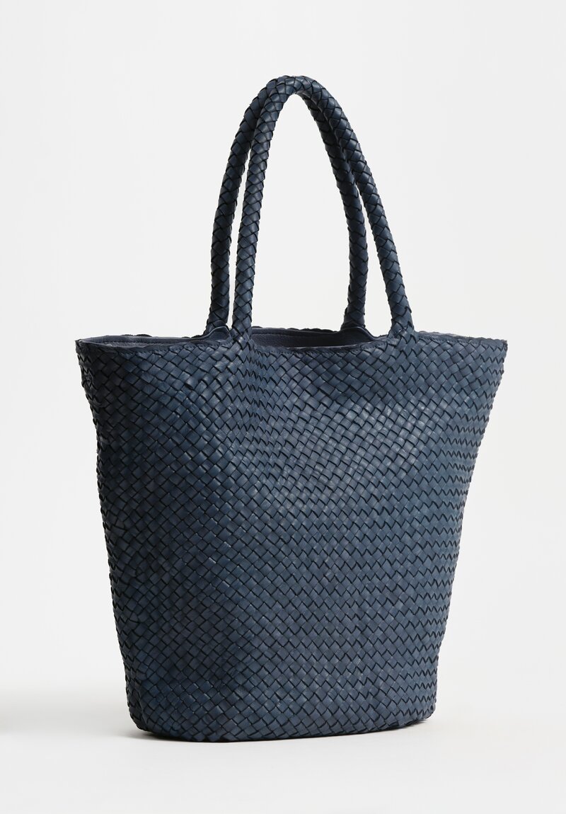Officine Creative Woven Leather Large Class Tote in Indaco Blue