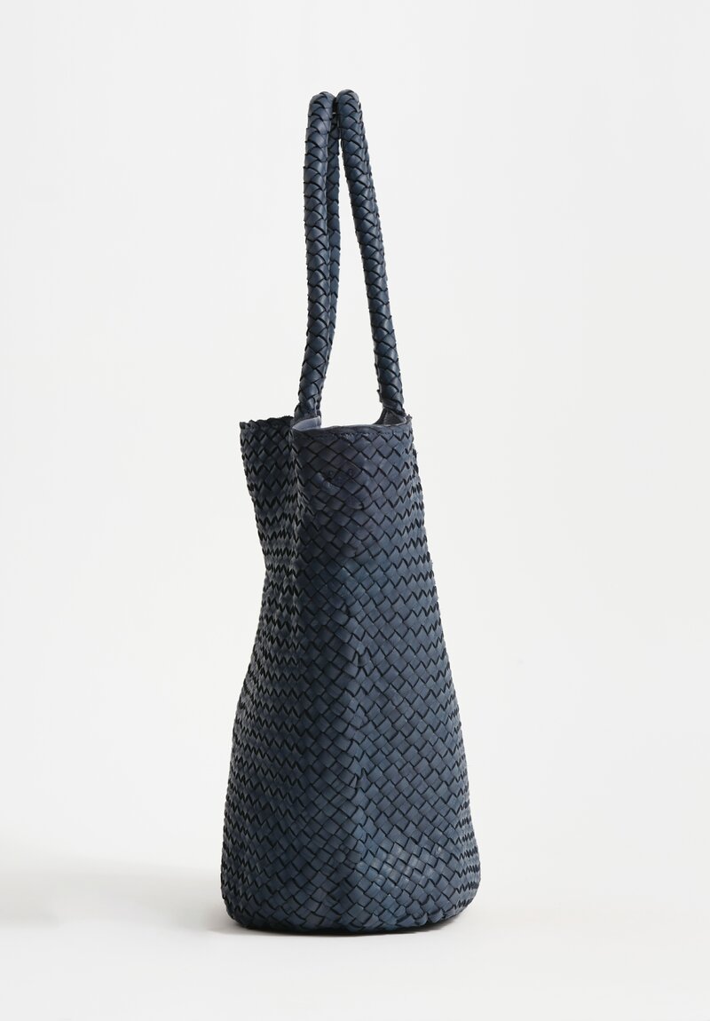 Officine Creative Woven Leather Large Class Tote in Indaco Blue