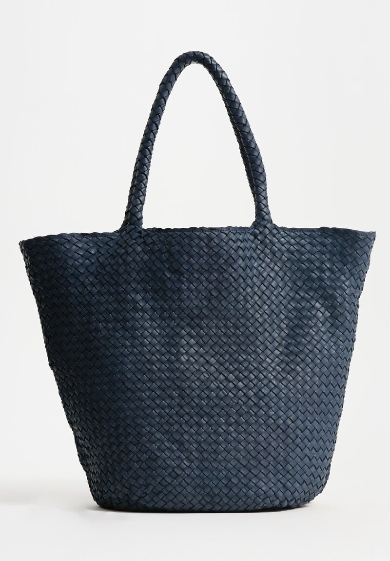Officine Creative Woven Leather Large Class Tote in Indaco Blue