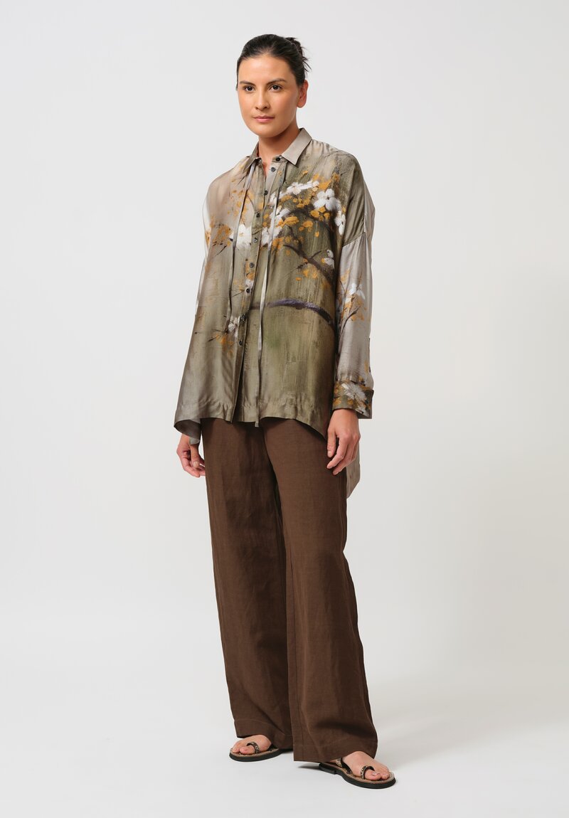 Masnada Button-Down Shirt in Silver Cherry Blossoms