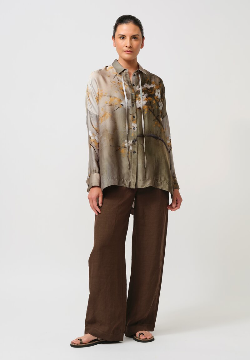 Masnada Button-Down Shirt in Silver Cherry Blossoms