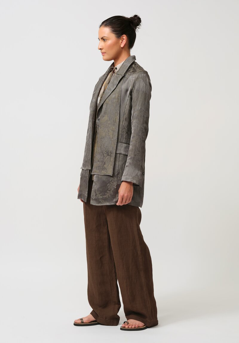 Masnada Jacquard Open-Back Duster Coat in Silver Olive