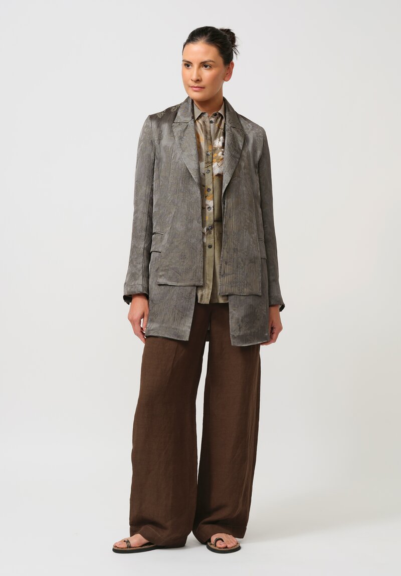 Masnada Jacquard Open-Back Duster Coat in Silver Olive
