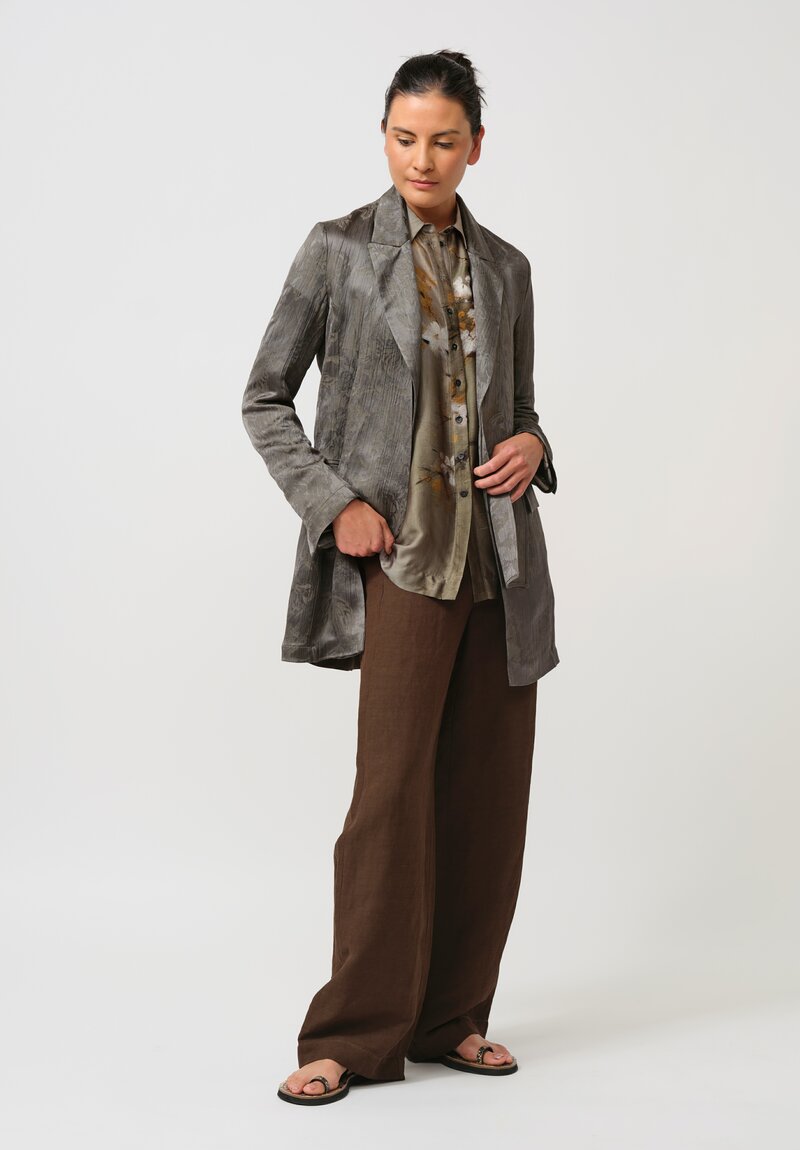 Masnada Jacquard Open-Back Duster Coat in Silver Olive
