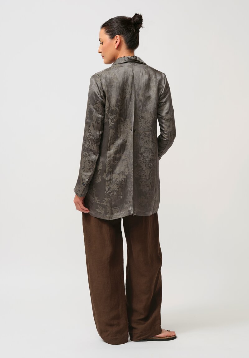 Masnada Jacquard Open-Back Duster Coat in Silver Olive