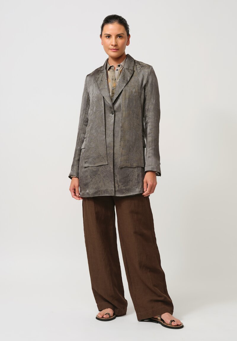 Masnada Jacquard Open-Back Duster Coat in Silver Olive