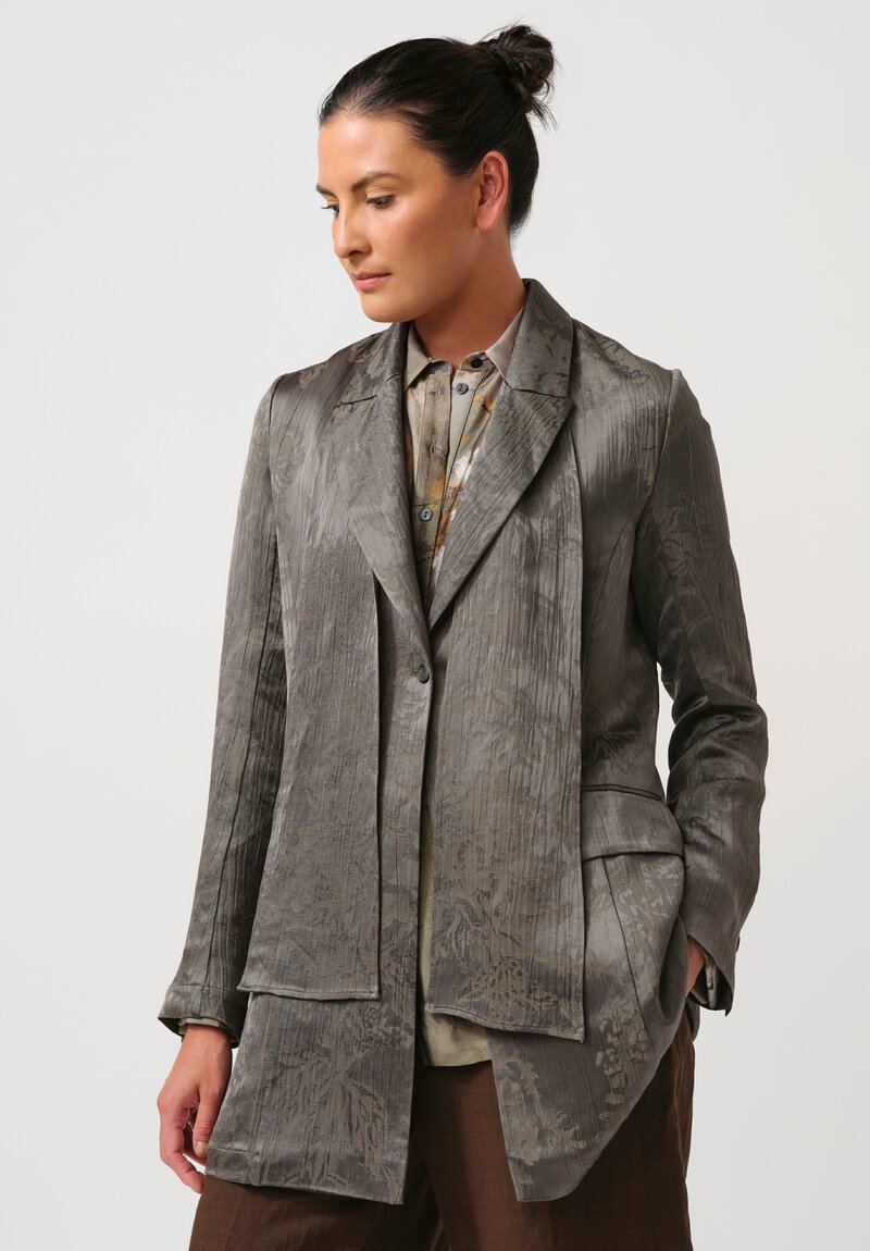 Masnada Jacquard Open-Back Duster Coat in Silver Olive