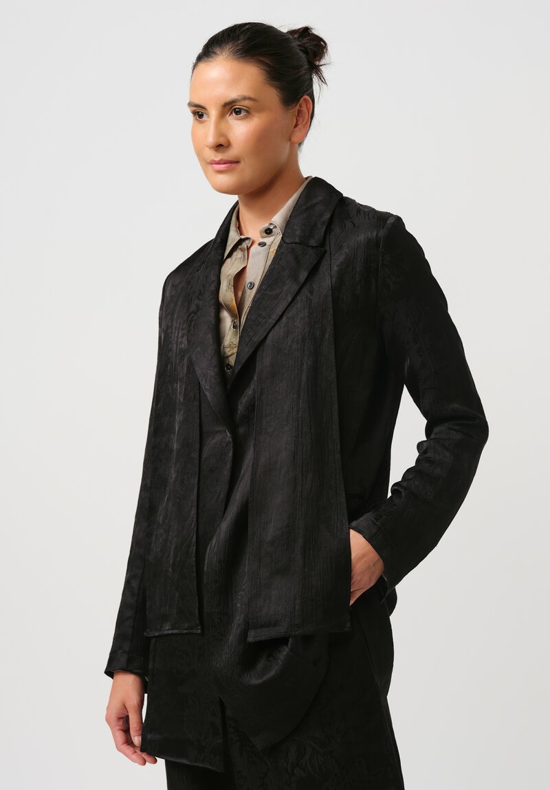 Masnada Jacquard Open-Back Duster Coat in Black