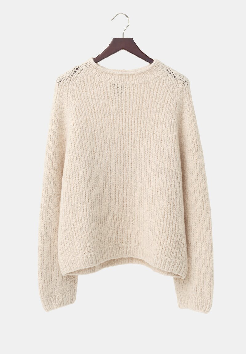 Wommelsdorff Cashmere & Silk Hand-Knit Chili Sweater in Ivory Cream	