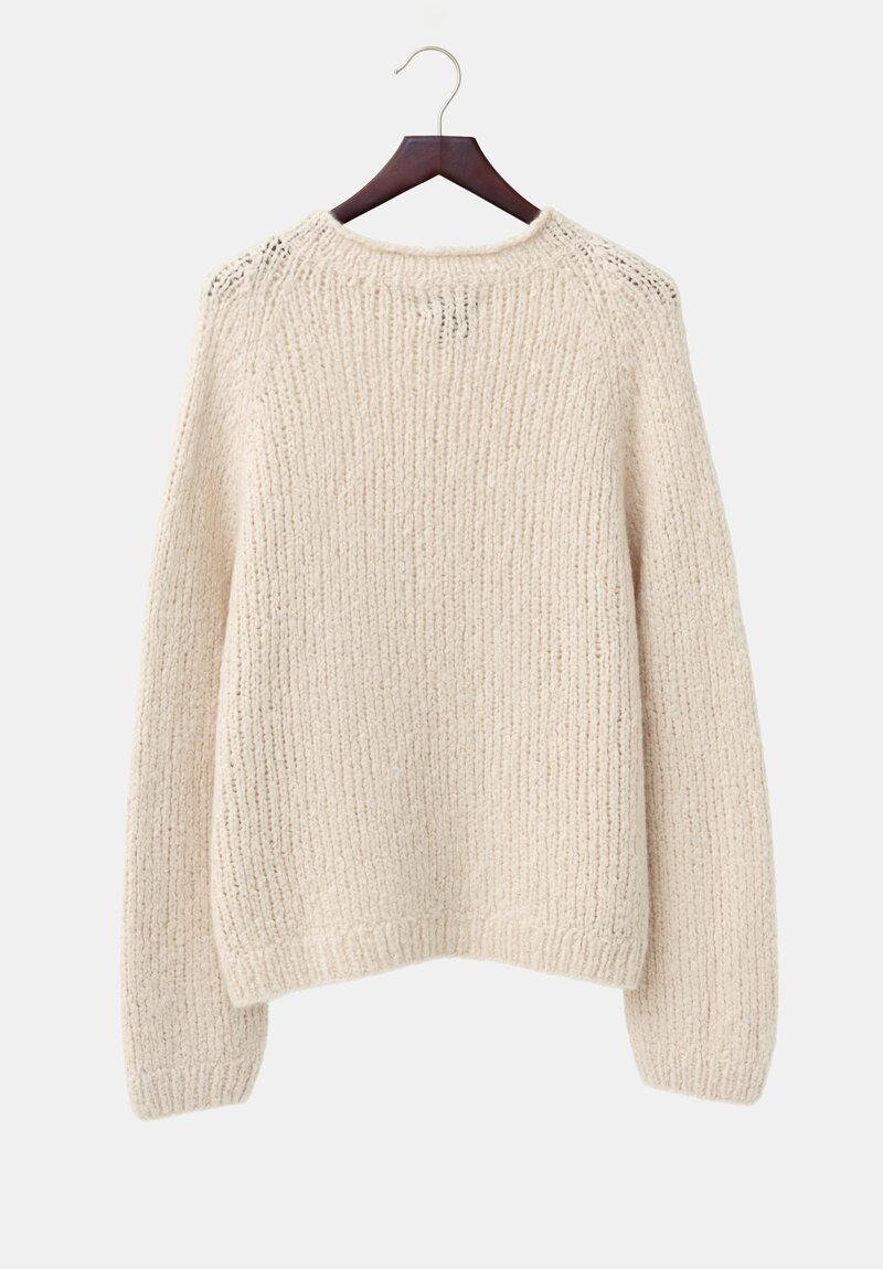 Wommelsdorff Cashmere & Silk Hand-Knit Chili Sweater in Ivory Cream	