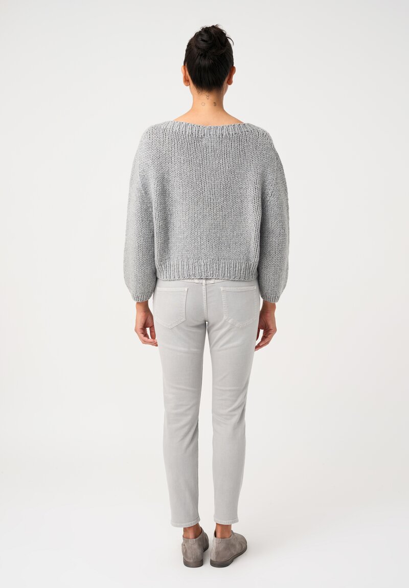 Wommelsdorff Cashmere Hand-Knit Honey Round Neck Sweater in Grey