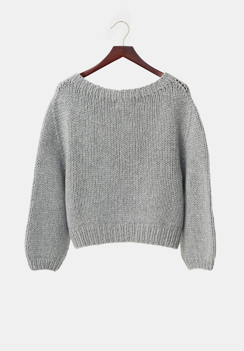 Wommelsdorff Cashmere Hand-Knit Honey Round Neck Sweater in Grey