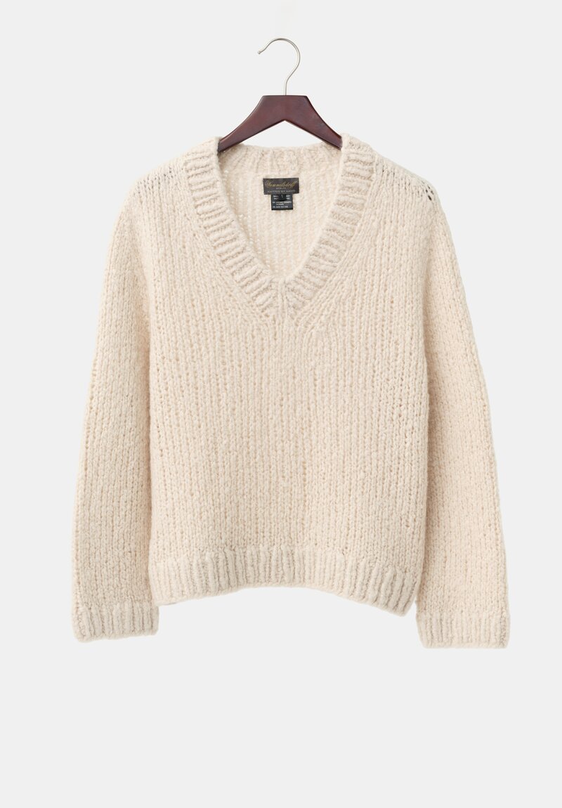 Wommelsdorff Hand-Knit Cashmere & Silk Zazie Sweater in Ivory Cream	