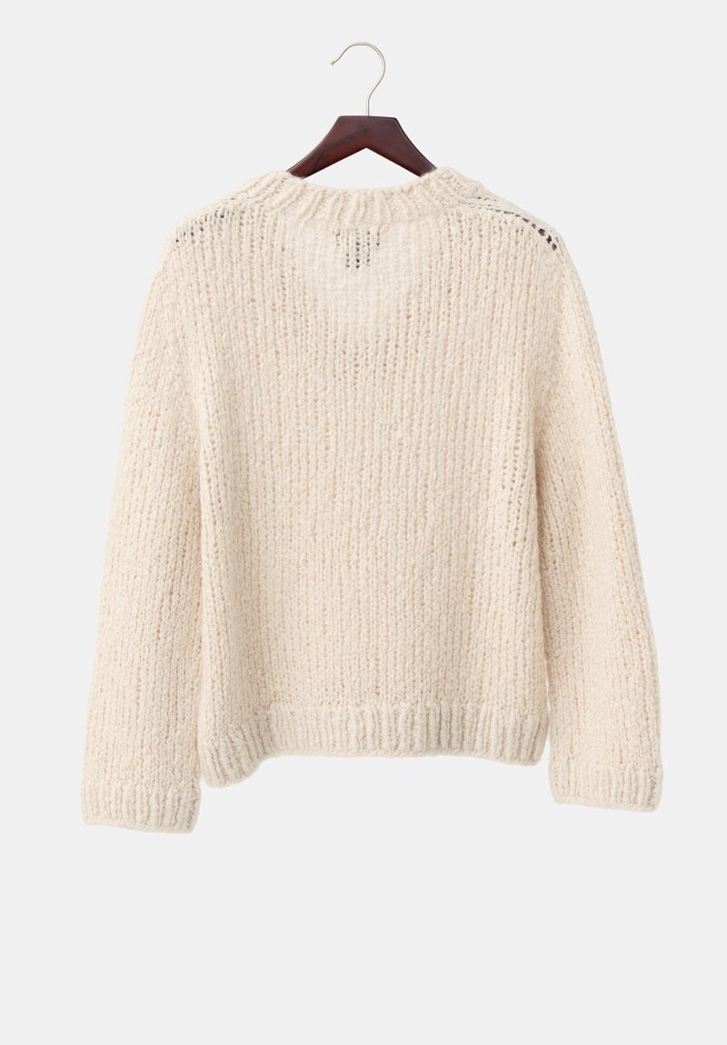 Wommelsdorff Hand-Knit Cashmere & Silk Zazie Sweater in Ivory Cream	