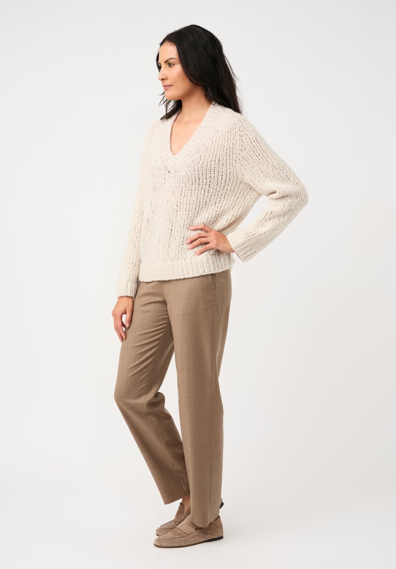 Wommelsdorff Hand-Knit Cashmere & Silk Zazie Sweater in Ivory Cream