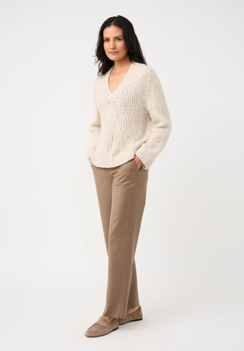 Wommelsdorff Hand-Knit Cashmere & Silk Zazie Sweater in Ivory Cream