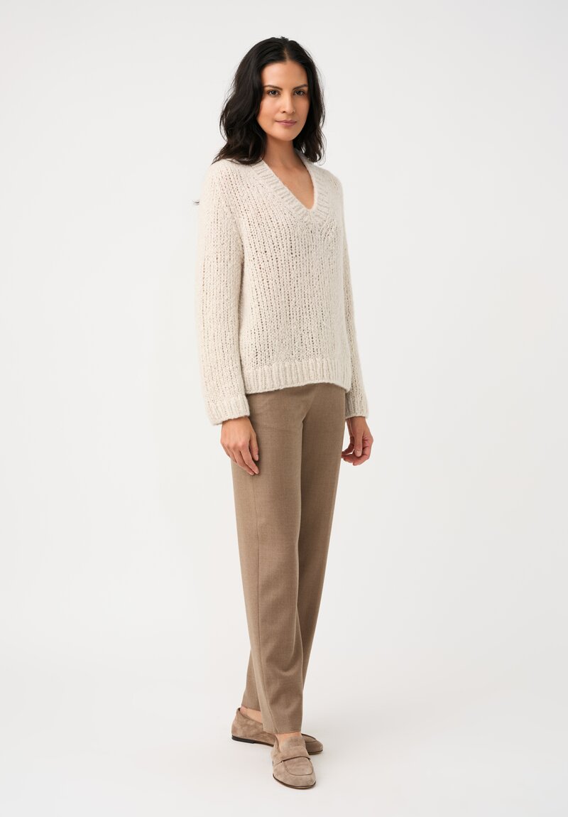 Wommelsdorff Hand-Knit Cashmere & Silk Zazie Sweater in Ivory Cream