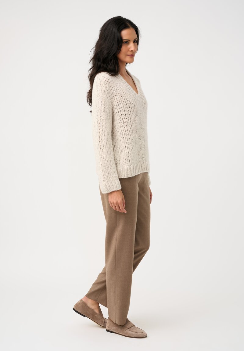 Wommelsdorff Hand-Knit Cashmere & Silk Zazie Sweater in Ivory Cream