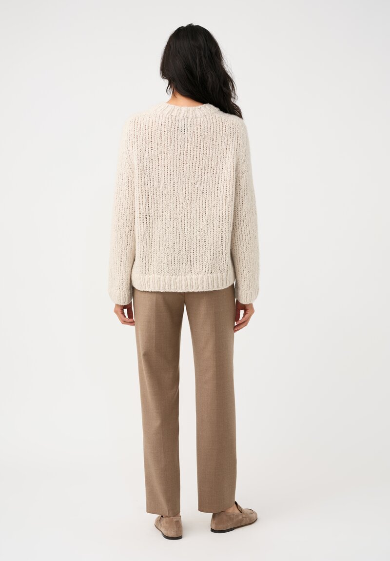 Wommelsdorff Hand-Knit Cashmere & Silk Zazie Sweater in Ivory Cream
