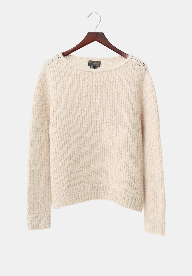 Wommelsdorff Hand-Knit Faye Cashmere & Silk Sweater in Ivory Cream	