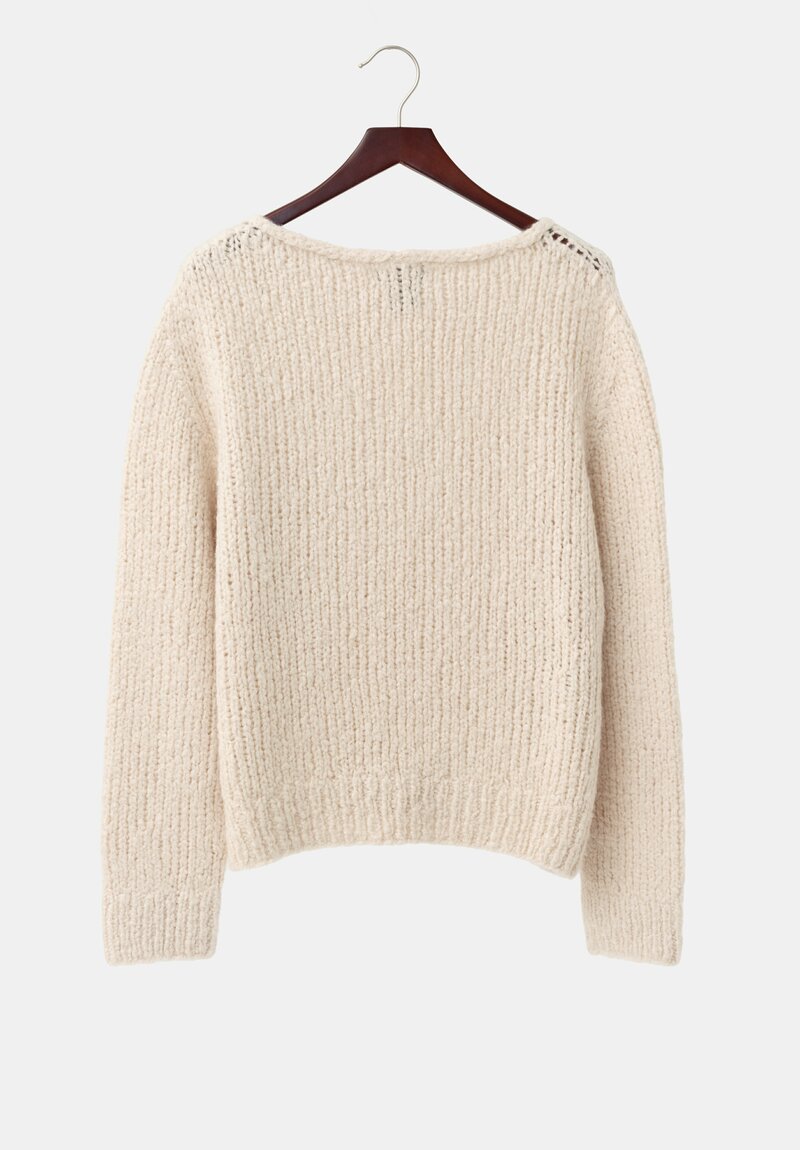 Wommelsdorff Hand-Knit Faye Cashmere & Silk Sweater in Ivory Cream	