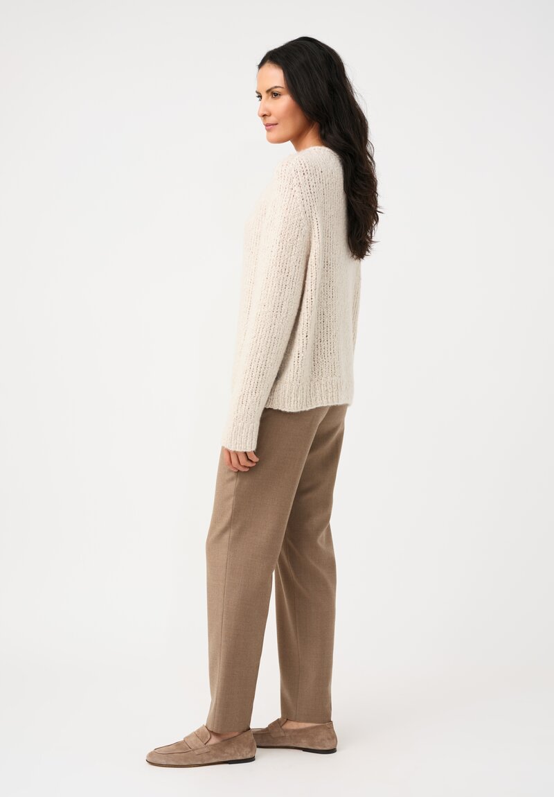 Wommelsdorff Hand-Knit Faye Cashmere & Silk Sweater in Ivory Cream