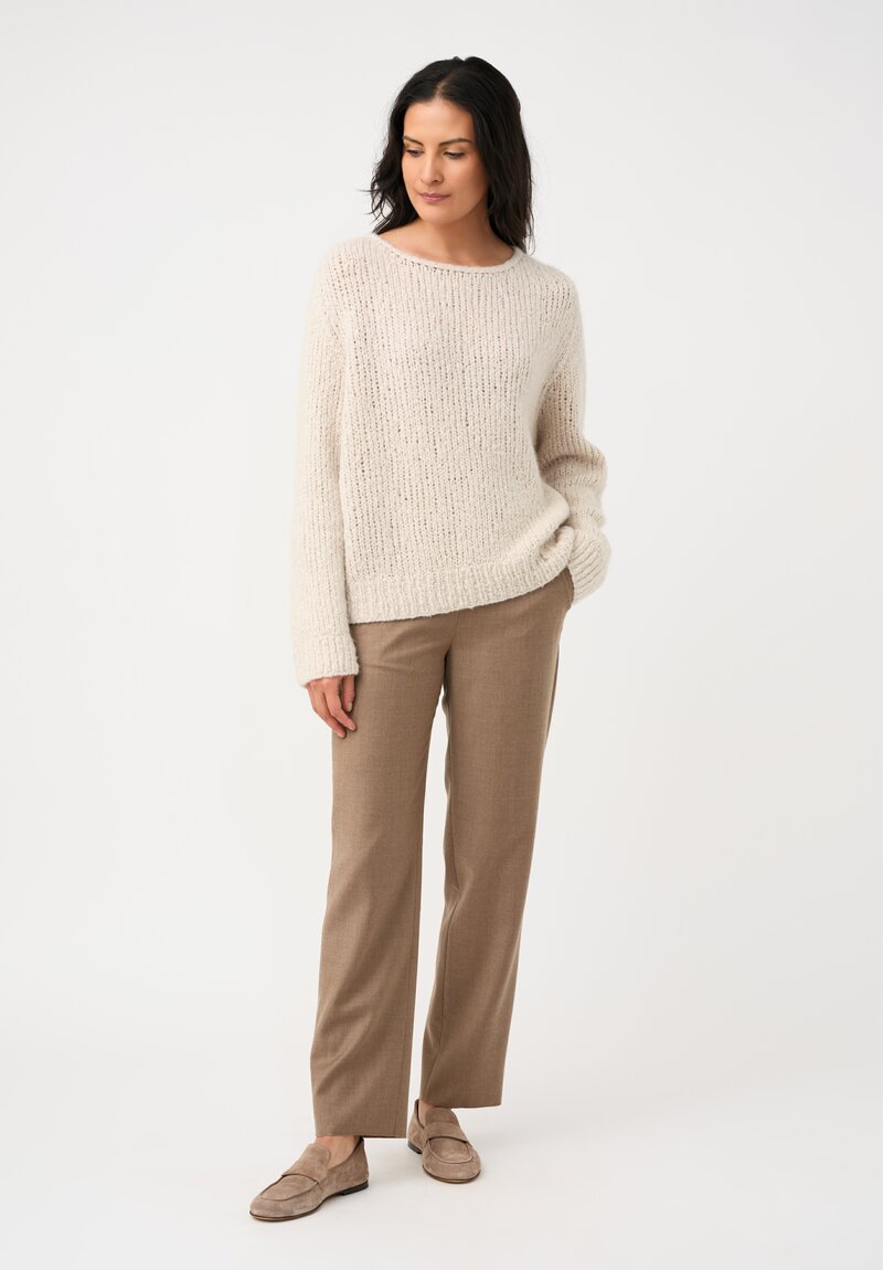 Wommelsdorff Hand-Knit Faye Cashmere & Silk Sweater in Ivory Cream