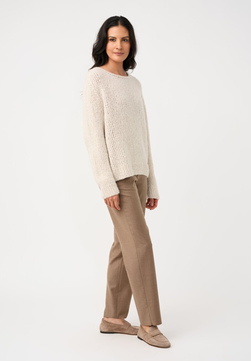 Wommelsdorff Hand-Knit Faye Cashmere & Silk Sweater in Ivory Cream