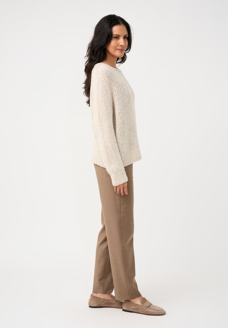 Wommelsdorff Hand-Knit Faye Cashmere & Silk Sweater in Ivory Cream