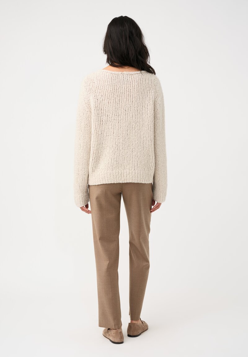 Wommelsdorff Hand-Knit Faye Cashmere & Silk Sweater in Ivory Cream