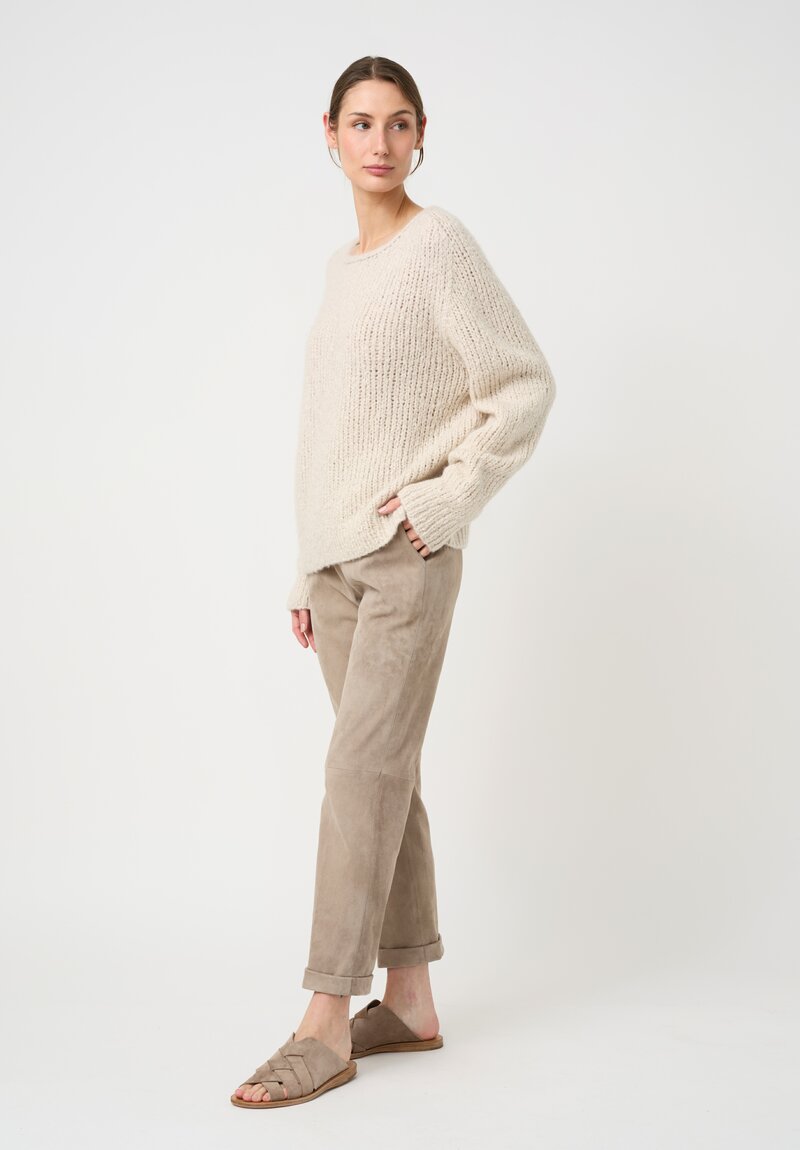 Wommelsdorff Hand-Knit Faye Cashmere & Silk Sweater in Ivory Cream