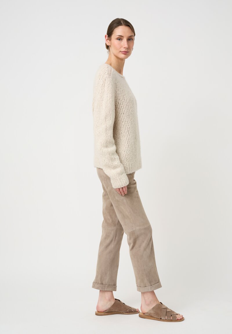 Wommelsdorff Hand-Knit Faye Cashmere & Silk Sweater in Ivory Cream