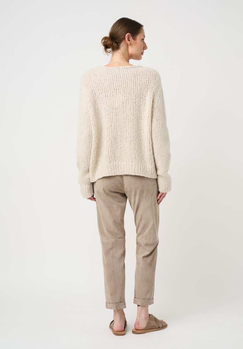 Wommelsdorff Hand-Knit Faye Cashmere & Silk Sweater in Ivory Cream