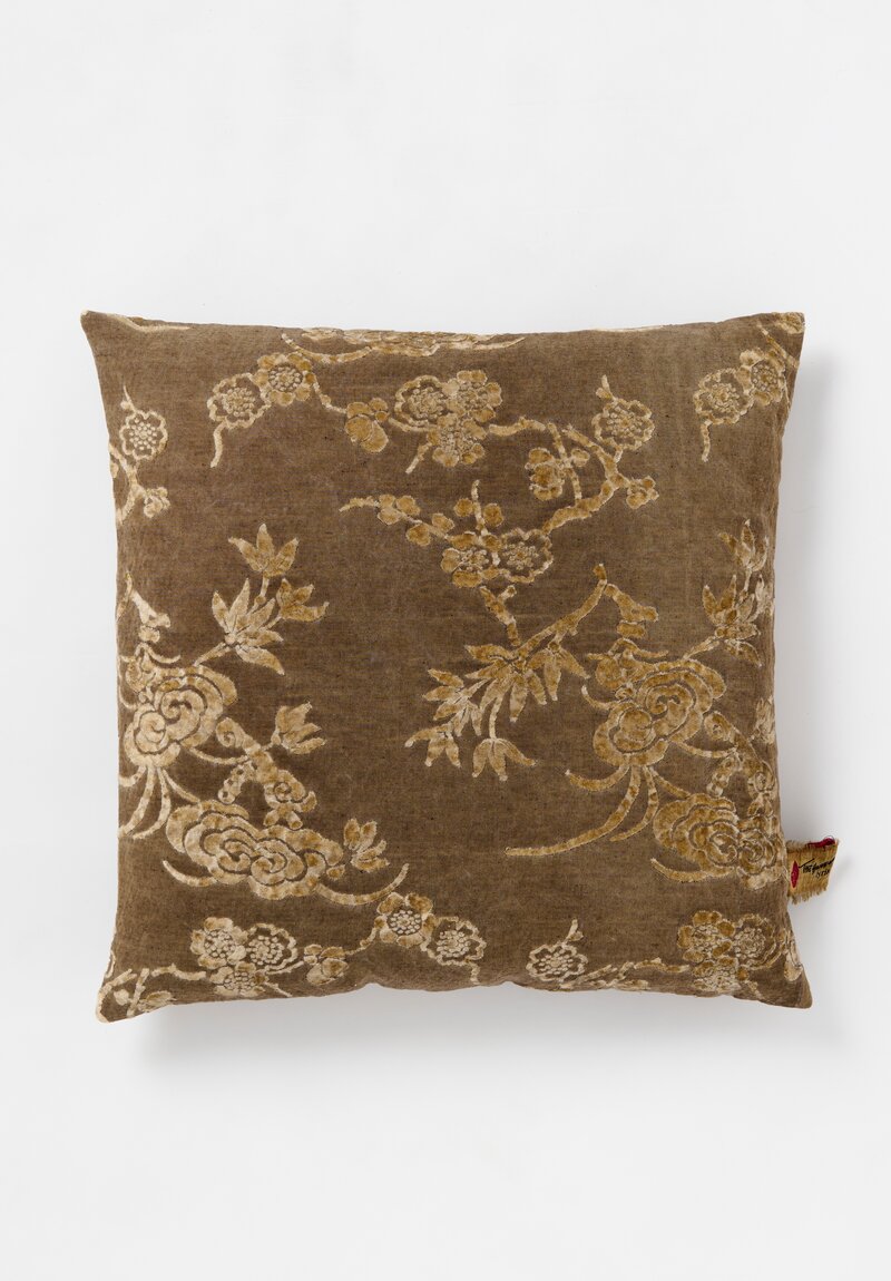 The House of Lyria Cotton & Linen Floral Cotognastro Pillow in Brown & Natural