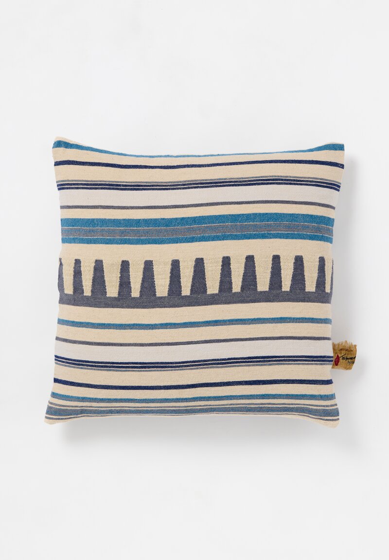 The House of Lyria Cotton & Linen Blend Striped Ruticilla Pillowcase in Natural & Blue